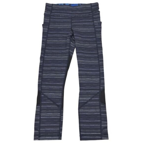 LULULEMON Pace Rival Crop Leggings Cyber Stripe Naval Blue Black Womens Size 4 - Picture 7 of 12